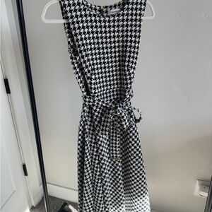 Calvin Klein Black and White Houndstooth Midi Dress